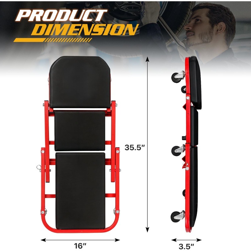 Red reclining dual-purpose fol - Garage Creeper Roller recension och pris