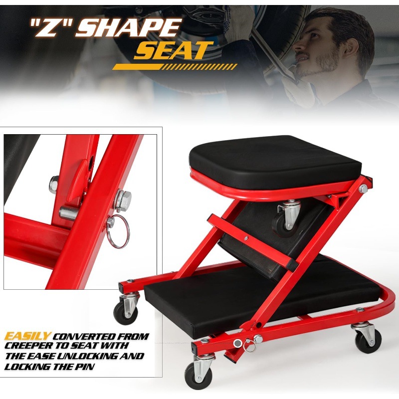 Red reclining dual-purpose fol - Garage Creeper Roller recension och pris